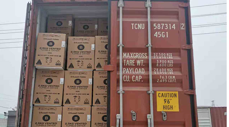 年底沖刺！順利完成英國(guó)Russell hobbs客戶的滾筒干衣機(jī)出貨